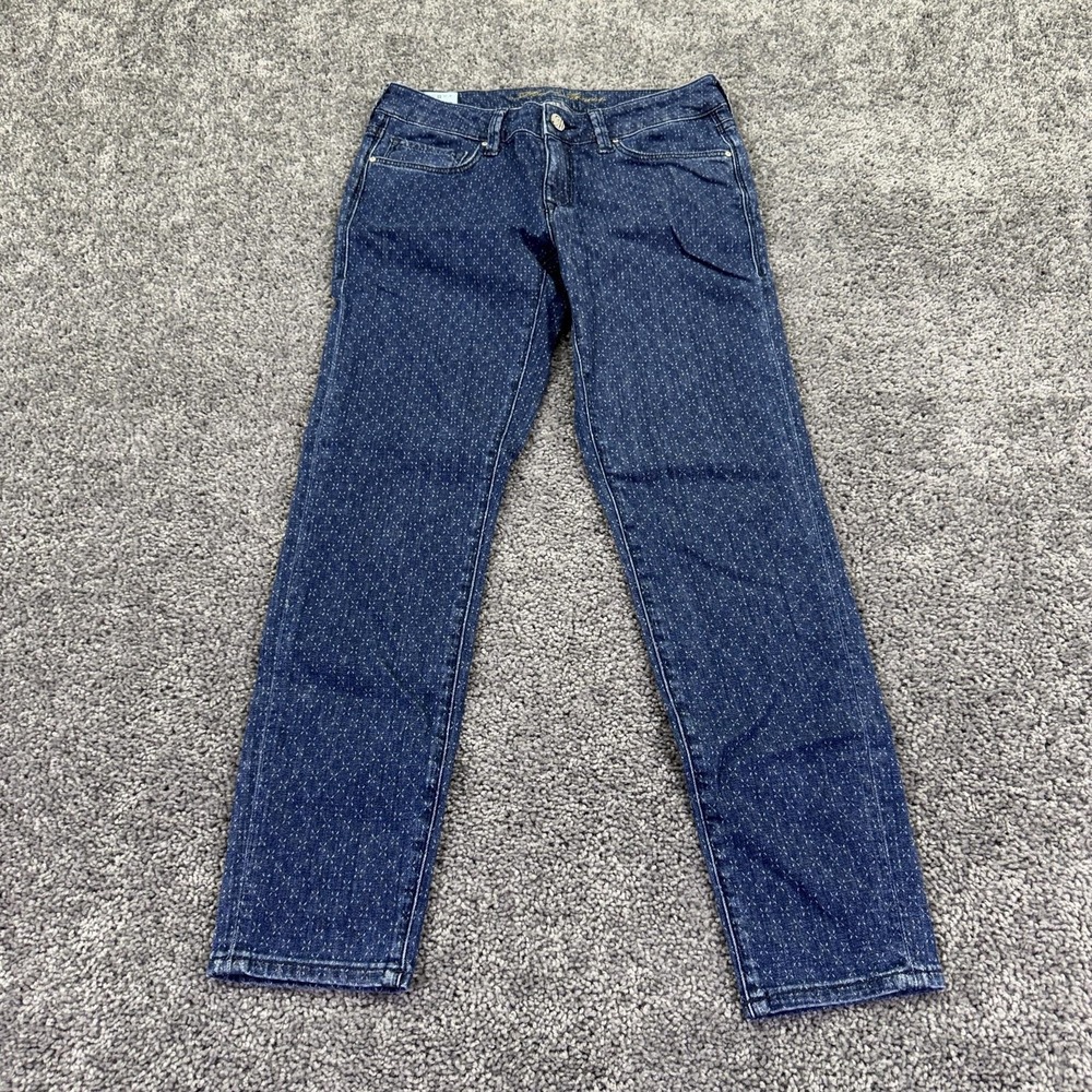 Mavi Jeans Womens 27 Blue Serena Ankle Low Rise Super Skinny Geometric Stretch